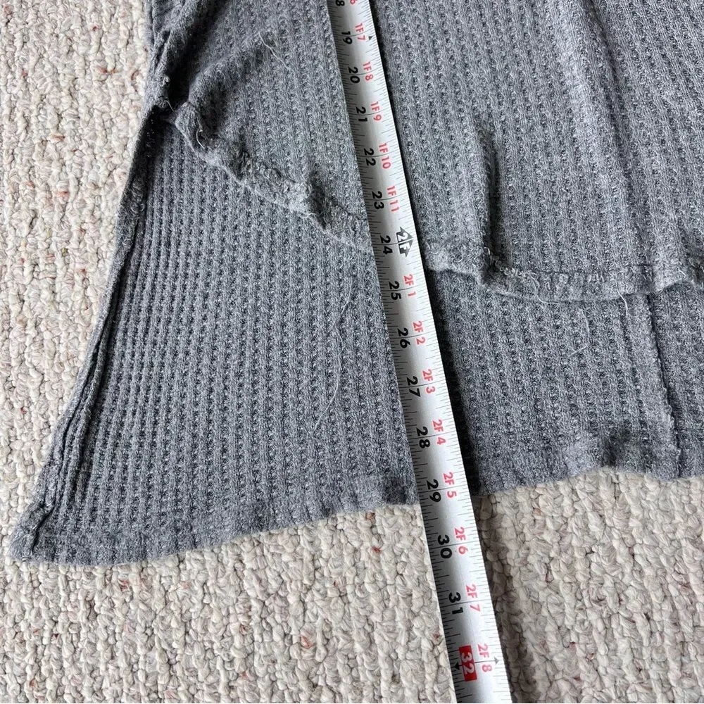 Free People Gray Ventura Raglan Waffle Knit Thermal Top Long Sleeve Size S